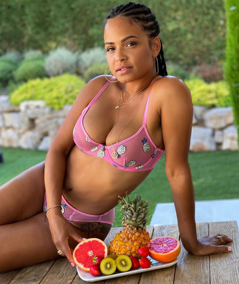 Christina Milian Modeling In See Through Pink Bra Panties Taxi