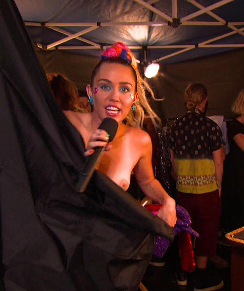 Pornhub Miley Cyrus Nude Photo Shoot - Miley Cyrus Boob Slips During Costume Change @ VMA's - Taxi Driver Movie