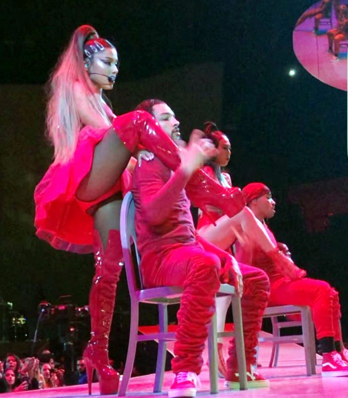 Ariana Grande Celeb Upskirts - Ariana Grande Red Pantie Upskirt on Stage - Taxi Driver Movie