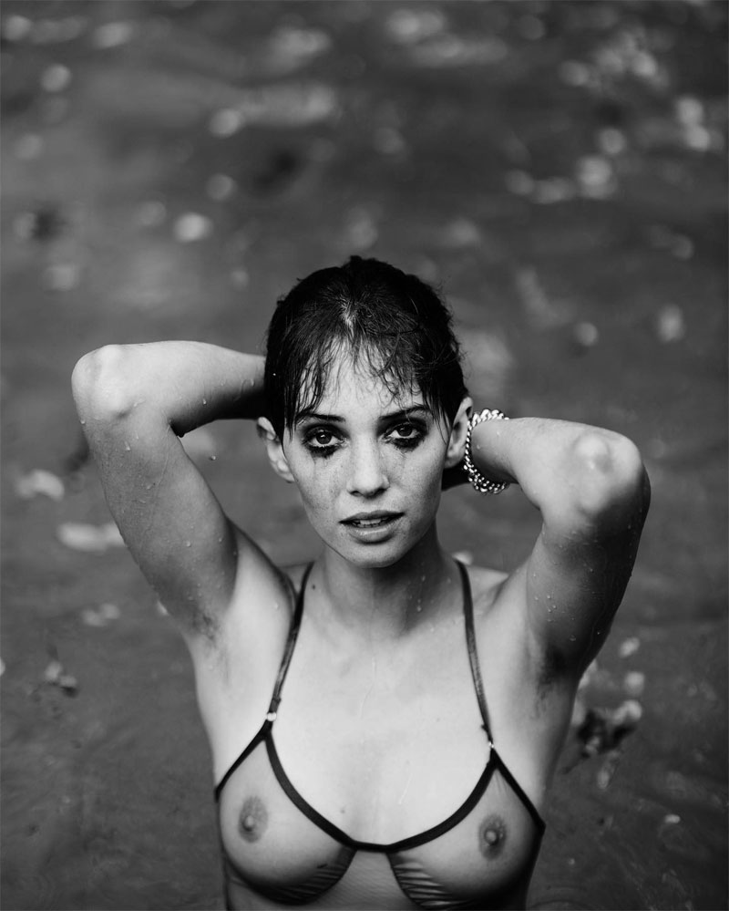 Maya Hawke Modeling in a See Through Bra While Swimming