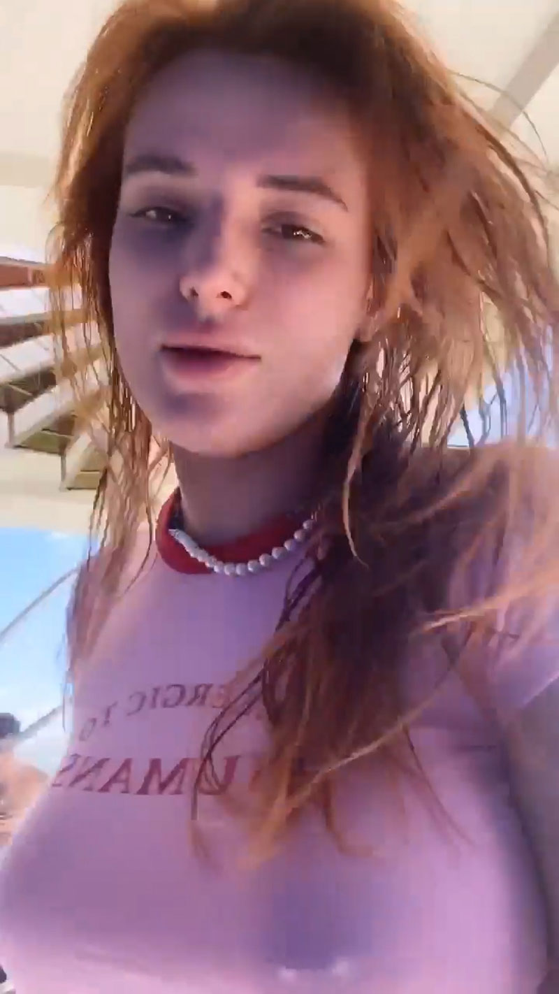 Bella Thorne Nipple Piercing in a Pink Top - Taxi Driver Movie